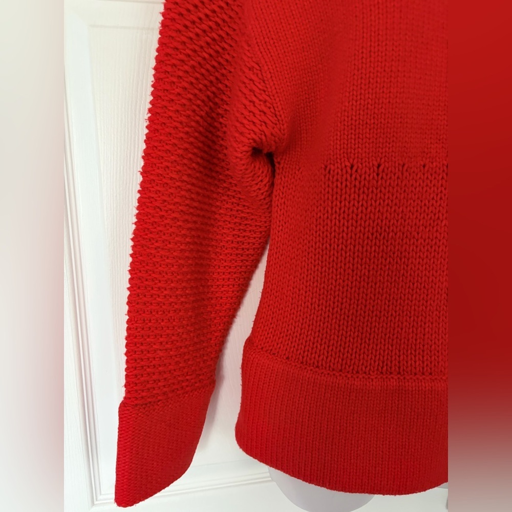 Helmut Lang Sweater Red Chunky Wool Opacity Intarsia Sweater size Small - Picture 4 of 13